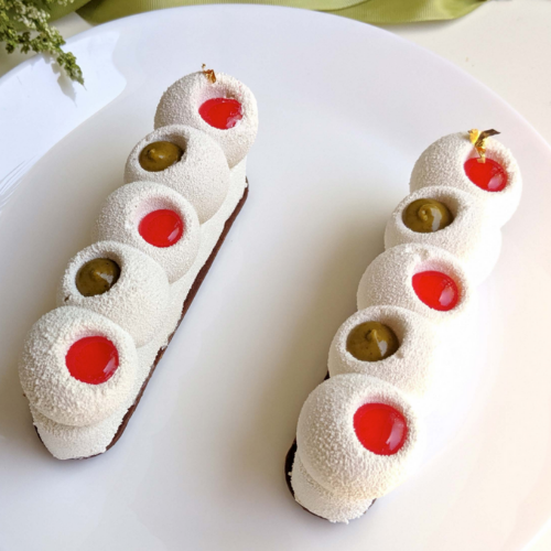 Pistachio Raspberries & Vanilla Entremet by Asma Ayari