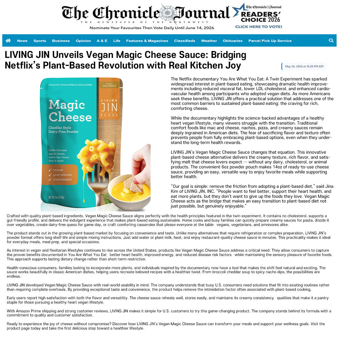 LIVING JIN Unveils Vegan Magic Cheese Sauce: Bridging Netflix’s Plant-Based Revolution with Real Kitchen Joy