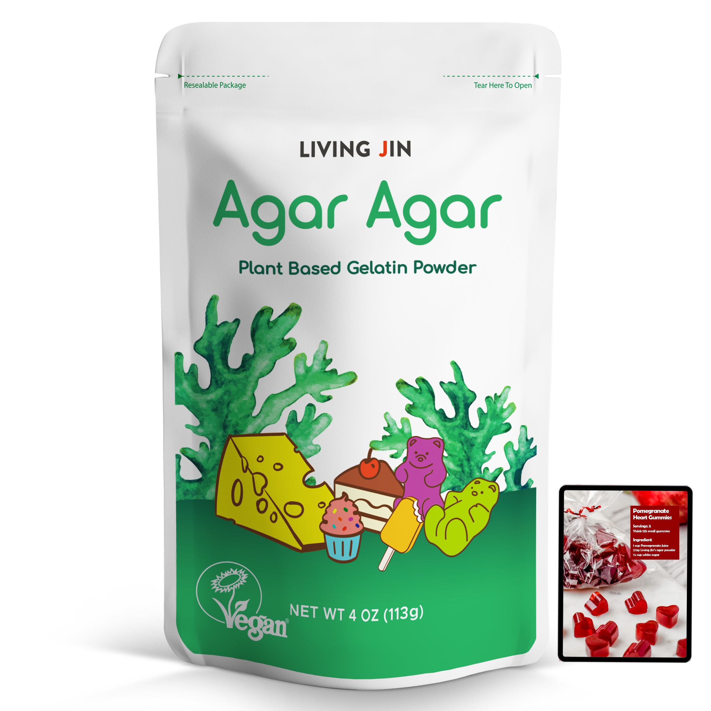 Agar Agar Powder – Certified Vegan, Kosher, Halal, Gluten-Free, Non-GMO, Allergen-Free